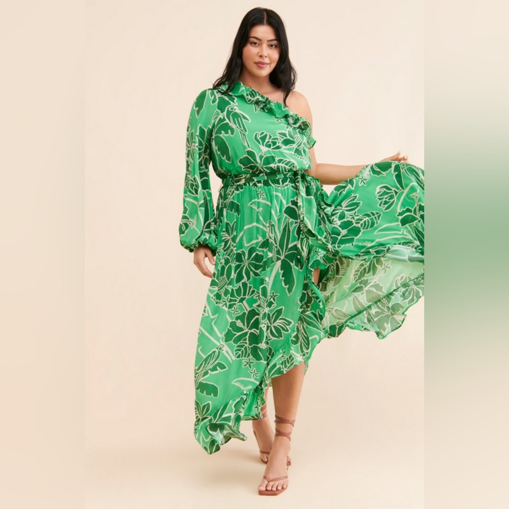 Farm Rio Printed One-Shoulder Ruffle Dress - Picture 5 of 8